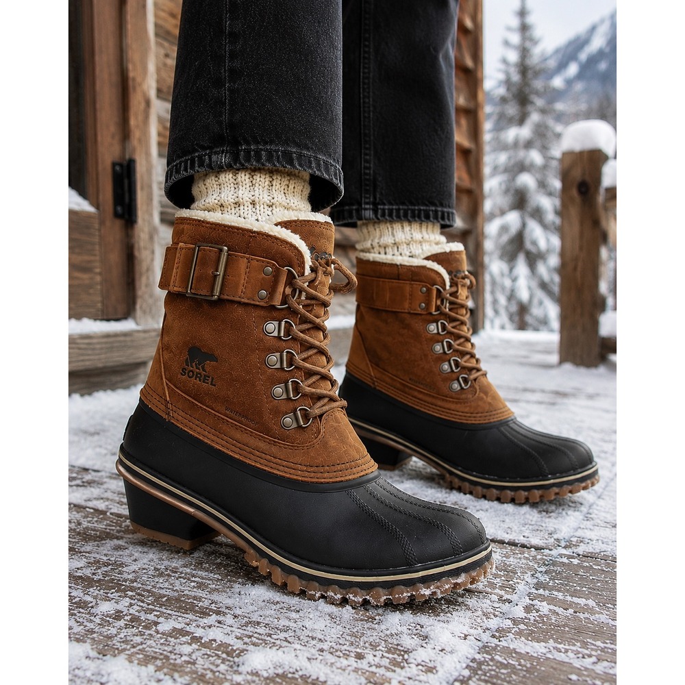 NWT Sorel Fancy Lace II Waterproof Fleece Lined‎ Winter Boots Tan Black 10